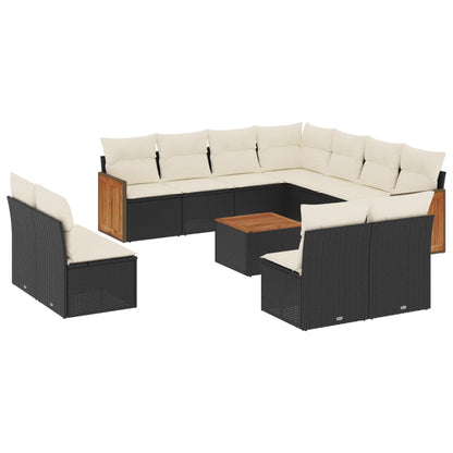 Set Divani da Giardino 12 pz con Cuscini Nero in Polyrattan - homemem39
