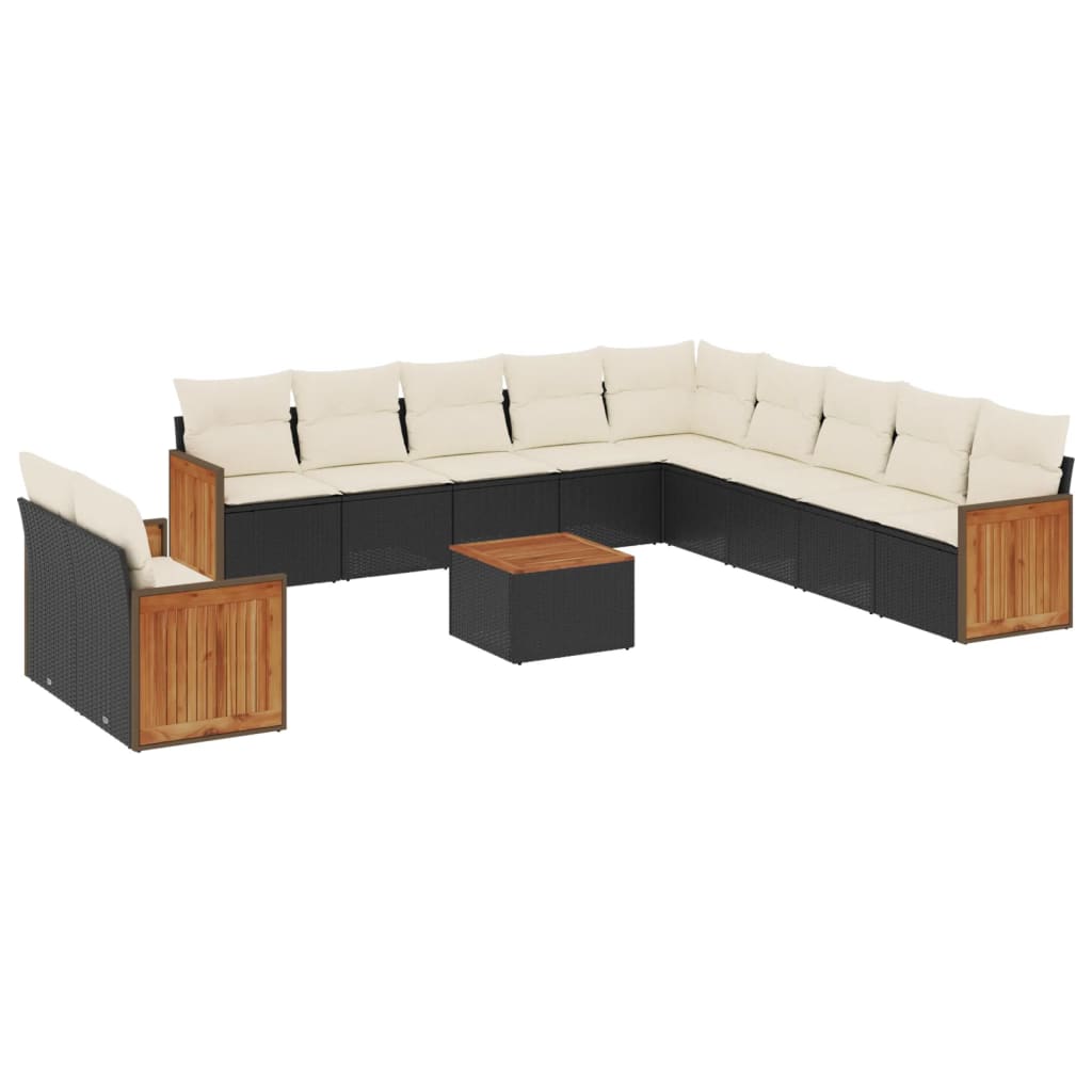 Set Divani da Giardino 12 pz con Cuscini Nero in Polyrattan | homemem39