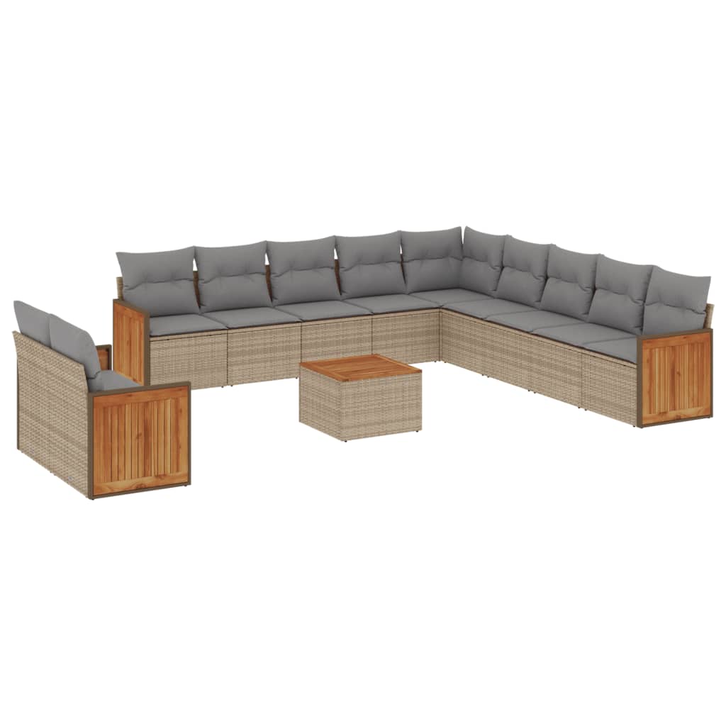 Set Divani da Giardino 12 pz con Cuscini Beige in Polyrattan | homemem39