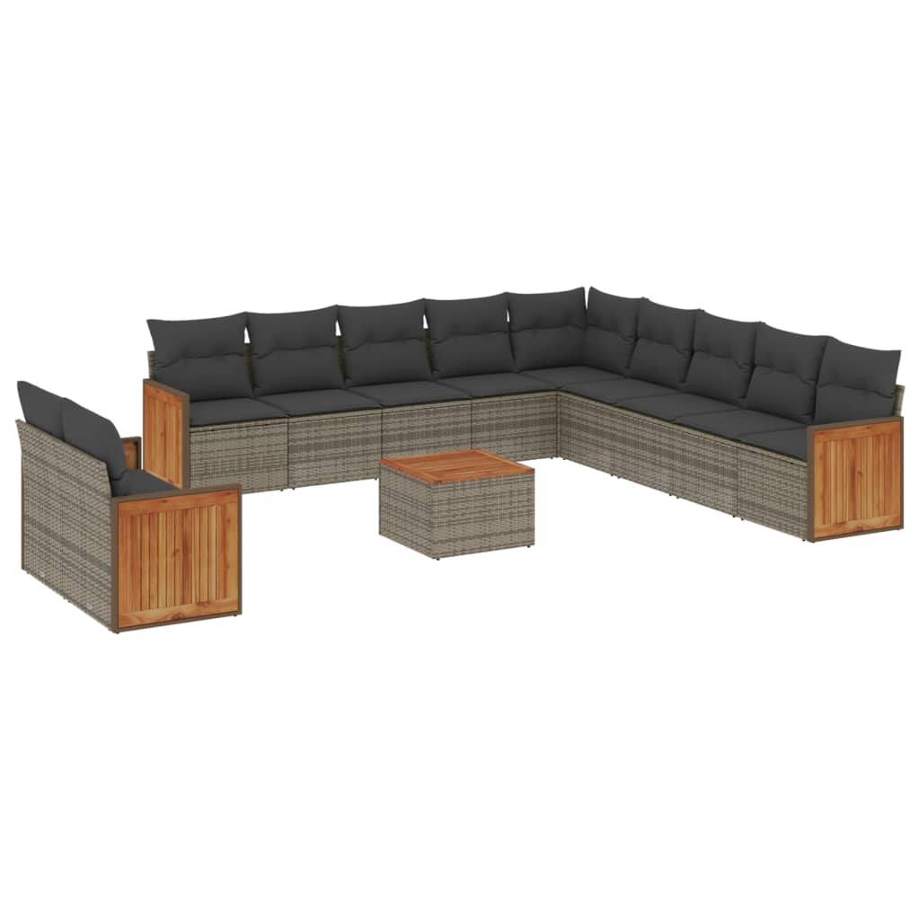 Set Divani da Giardino 12 pz con Cuscini Grigio in Polyrattan | homemem39