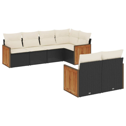 Set Divani da Giardino con Cuscini 7pz Nero Polyrattan | homemem39