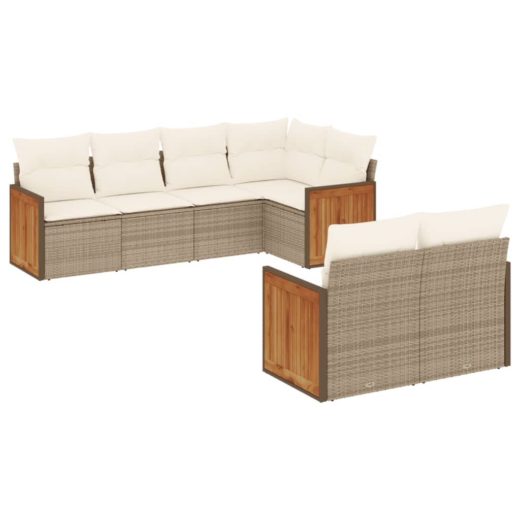 Set Divani da Giardino 7 pz con Cuscini Beige in Polyrattan - homemem39