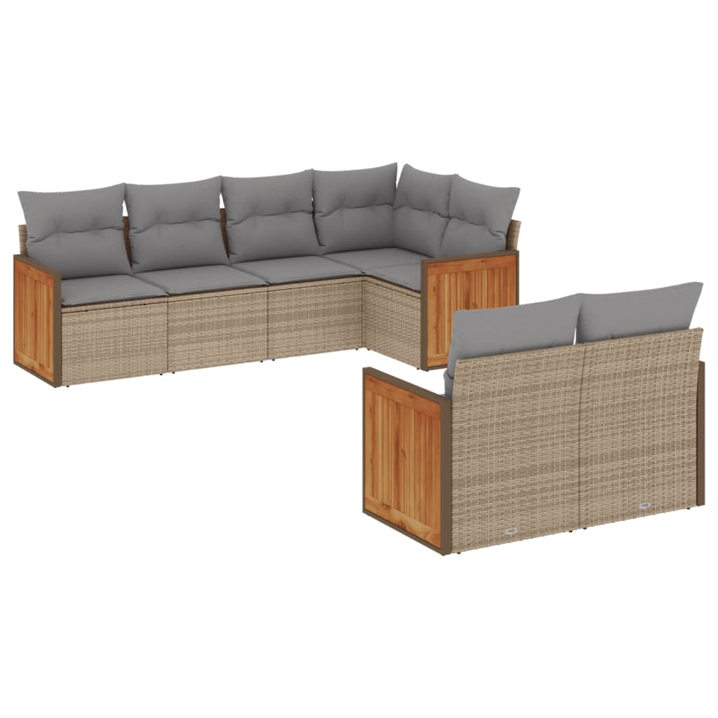 Set Divani da Giardino 7 pz con Cuscini Beige in Polyrattan - homemem39