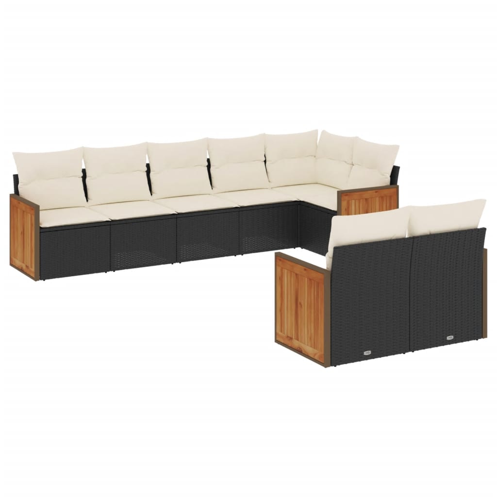 Set Divani da Giardino con Cuscini 8 pz Nero in Polyrattan | homemem39