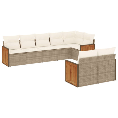 Set Divano da Giardino 8 pz con Cuscini Beige in Polyrattan | homemem39