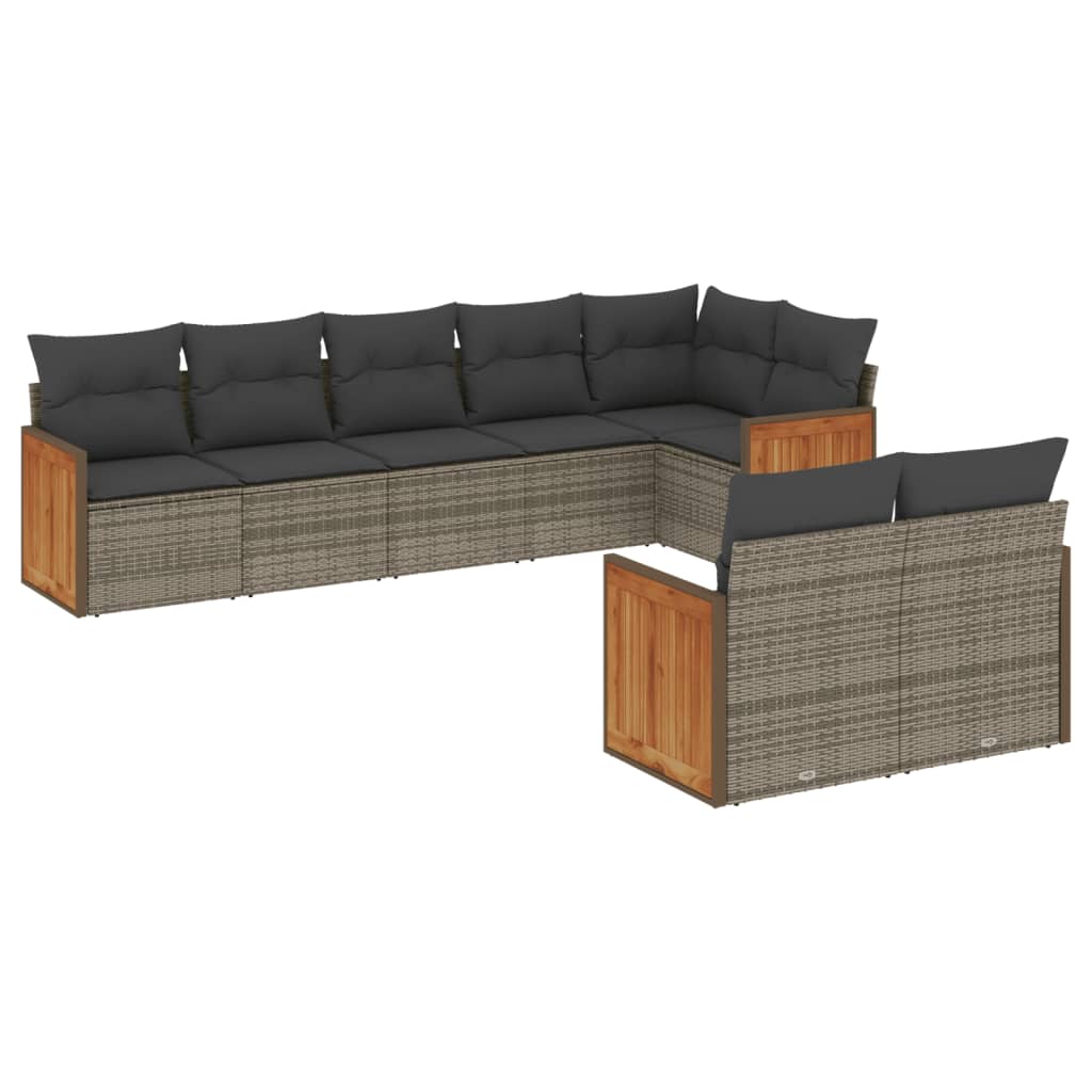 Set Divano da Giardino 8 pz con Cuscini Grigio in Polyrattan | homemem39