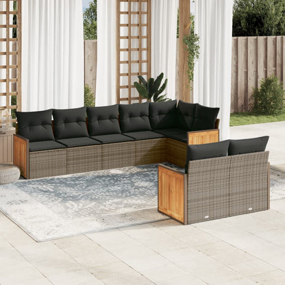 Set Divano da Giardino 8 pz con Cuscini Grigio in Polyrattan - homemem39