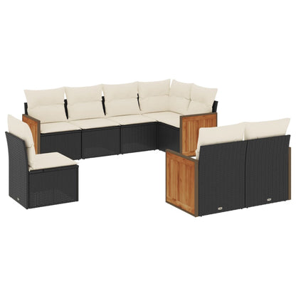 Set Divani da Giardino con Cuscini 8 pz Nero in Polyrattan | homemem39