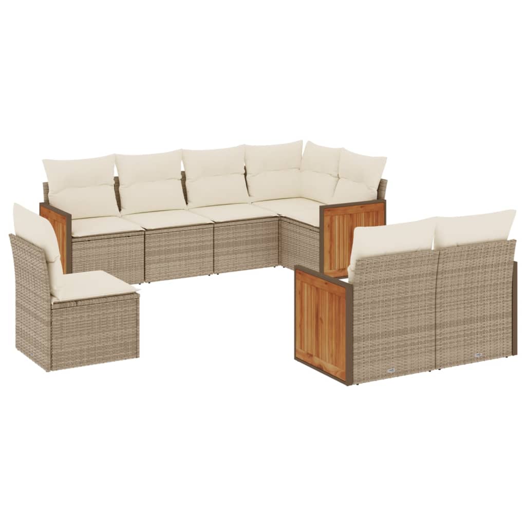 Set Divano da Giardino 8 pz con Cuscini Beige in Polyrattan - homemem39