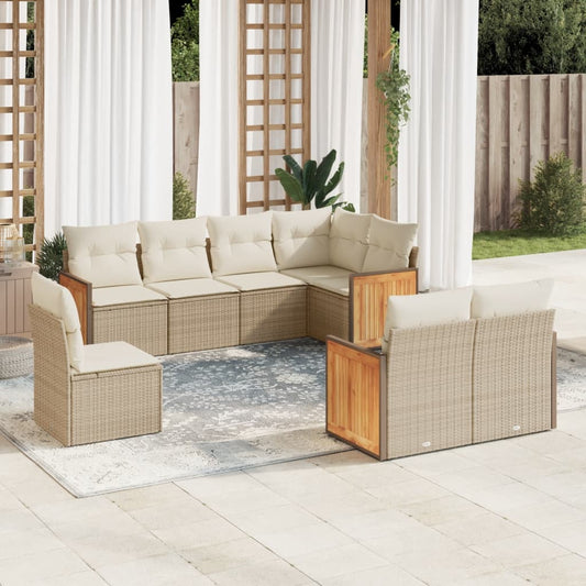 Set Divano da Giardino 8 pz con Cuscini Beige in Polyrattan - homemem39