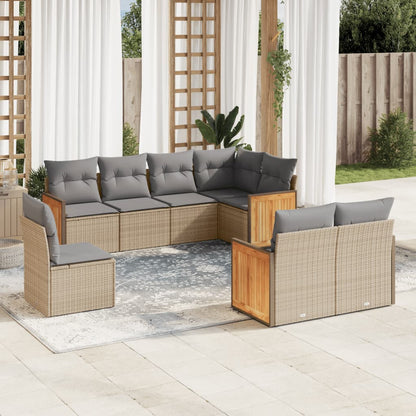 Set Divano da Giardino 8 pz con Cuscini Beige in Polyrattan - homemem39