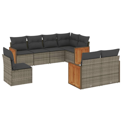 Set Divano da Giardino 8 pz con Cuscini Grigio in Polyrattan | homemem39
