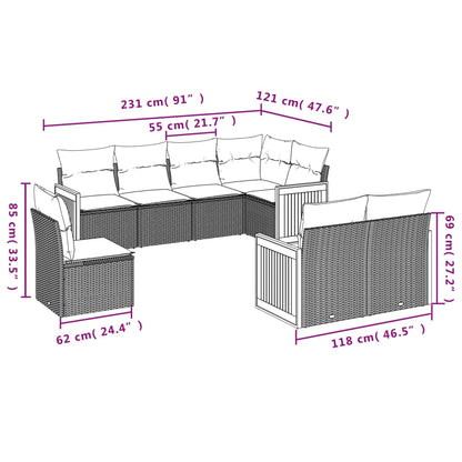 Set Divano da Giardino 8 pz con Cuscini Grigio in Polyrattan | homemem39