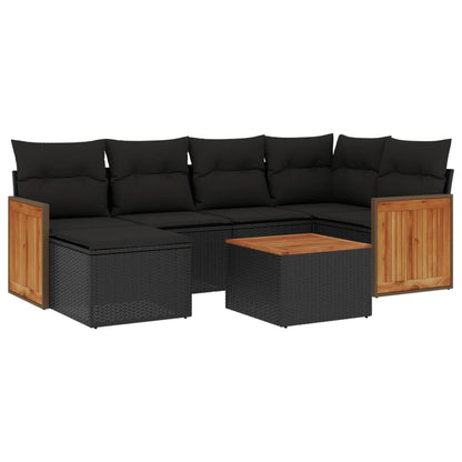 Set Divani da Giardino con Cuscini 7pz Nero Polyrattan - homemem39