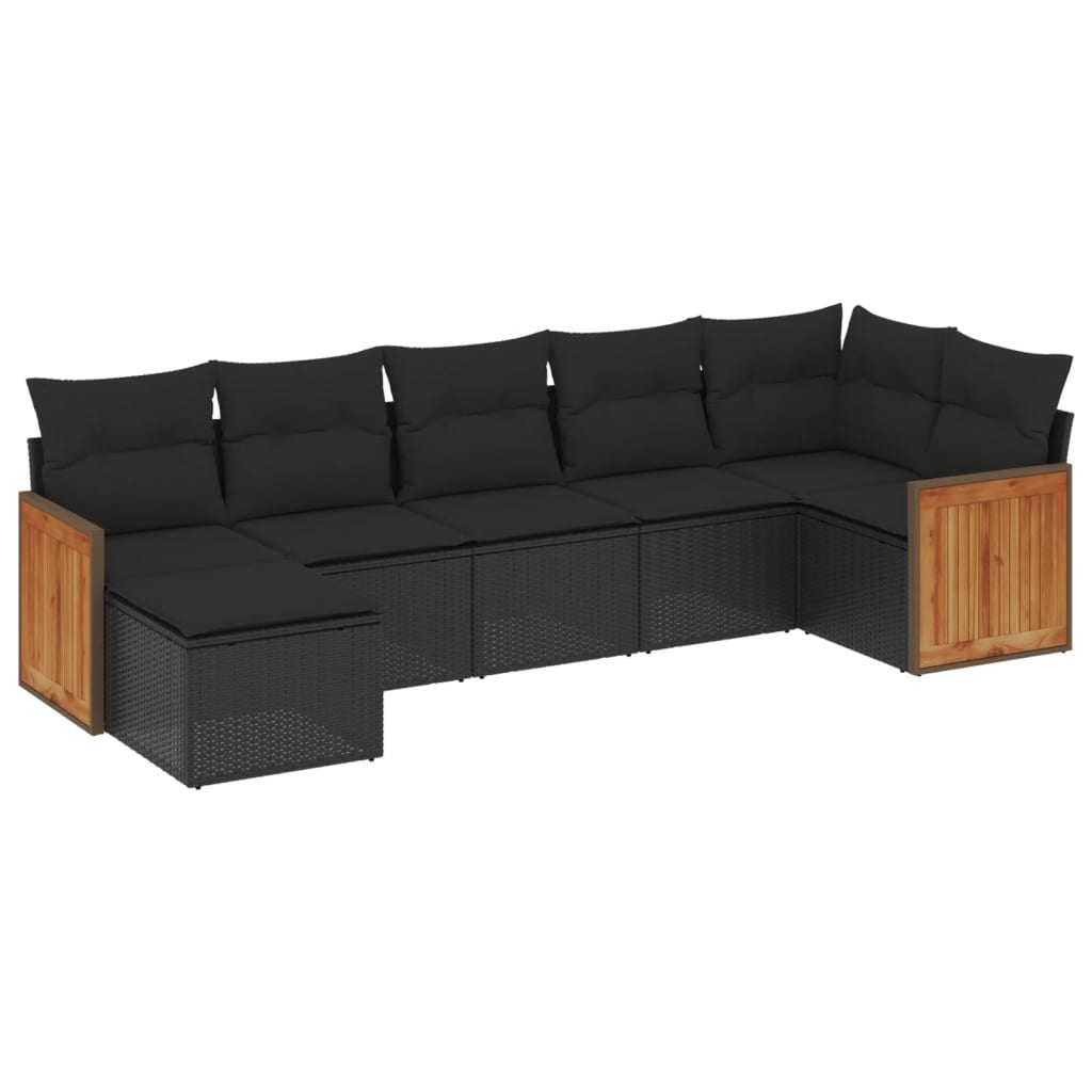 Set Divani da Giardino con Cuscini 7pz Nero Polyrattan - homemem39