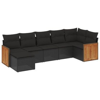 Set Divani da Giardino con Cuscini 7pz Nero Polyrattan - homemem39