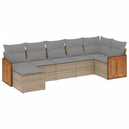 Set Divani da Giardino 7 pz con Cuscini Beige in Polyrattan - homemem39