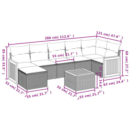 Set Divano da Giardino 8 pz con Cuscini Beige in Polyrattan | homemem39