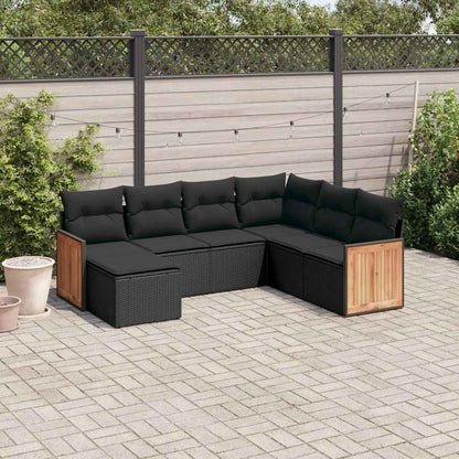 Set Divani da Giardino con Cuscini 7pz Nero Polyrattan | homemem39
