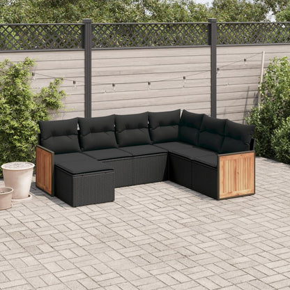 Set Divani da Giardino con Cuscini 7pz Nero Polyrattan - homemem39