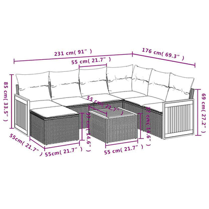 Set Divani da Giardino con Cuscini 8 pz Nero in Polyrattan | homemem39