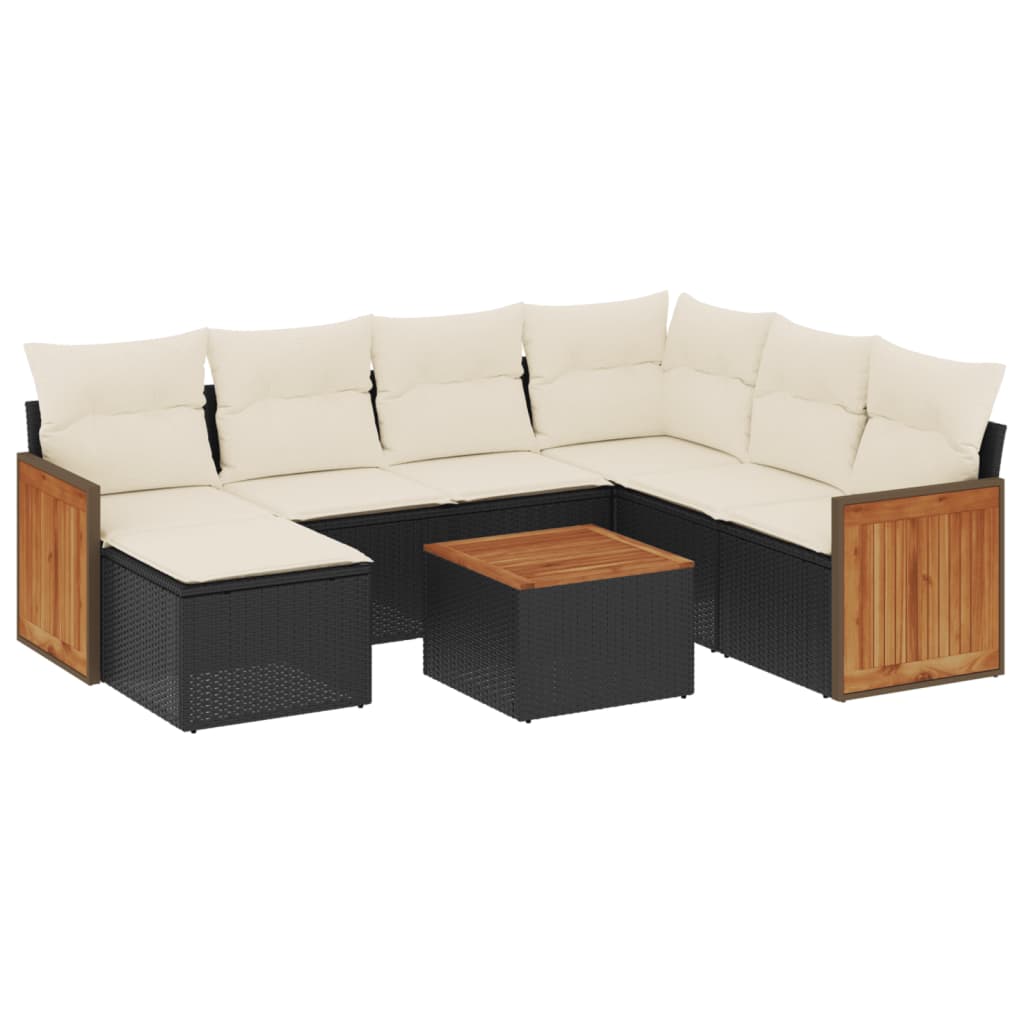 Set Divani da Giardino con Cuscini 8 pz Nero in Polyrattan | homemem39