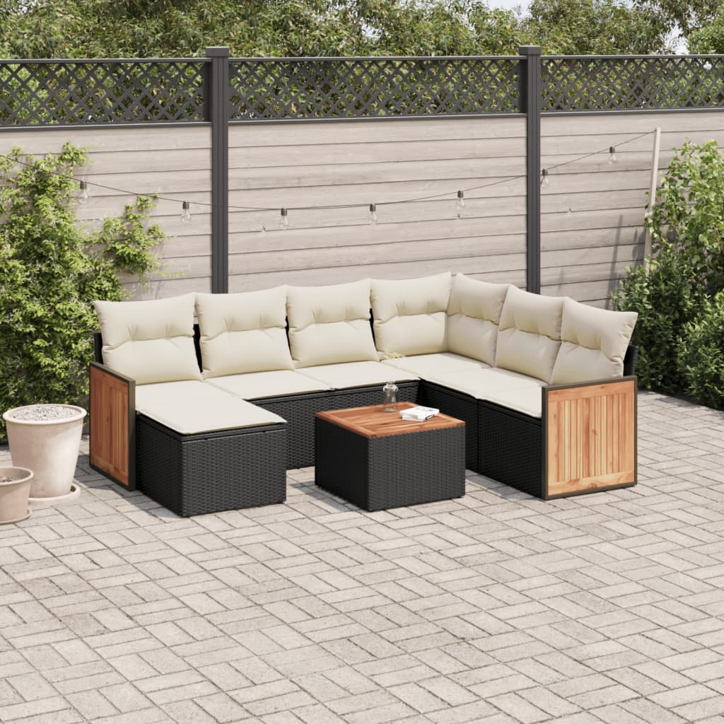 Set Divani da Giardino con Cuscini 8 pz Nero in Polyrattan - homemem39