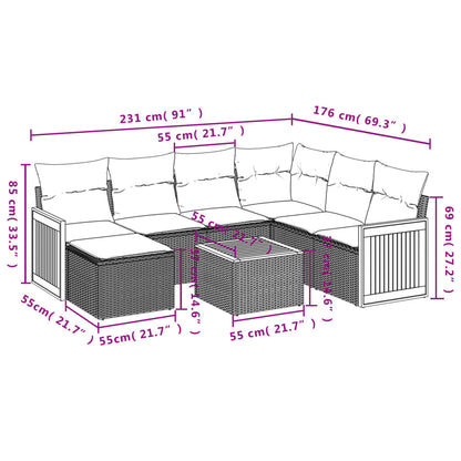 Set Divano da Giardino 8 pz con Cuscini Beige in Polyrattan | homemem39