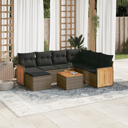 Set Divano da Giardino 8 pz con Cuscini Grigio in Polyrattan | homemem39