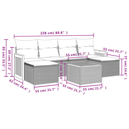 Set Divani da Giardino con Cuscini 7pz Nero Polyrattan | homemem39