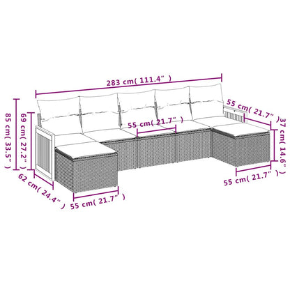 Set Divani da Giardino con Cuscini 7pz Nero Polyrattan | homemem39