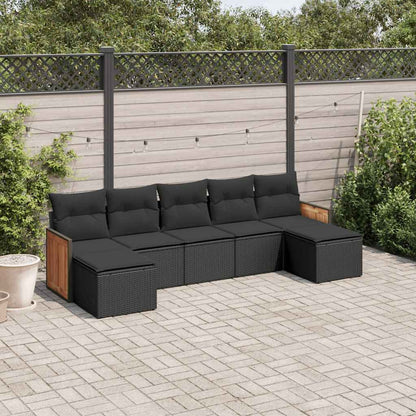 Set Divani da Giardino con Cuscini 7pz Nero Polyrattan | homemem39