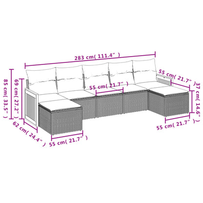 Set Divani da Giardino con Cuscini 7pz Nero Polyrattan | homemem39