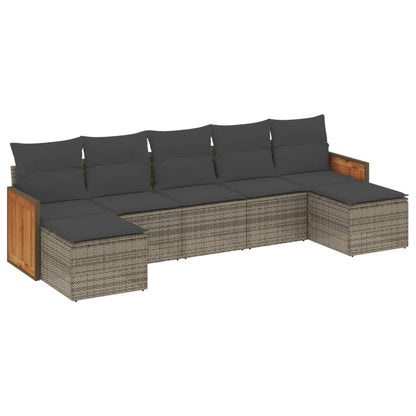 Set Divani da Giardino 7 pz con Cuscini Grigio in Polyrattan - homemem39