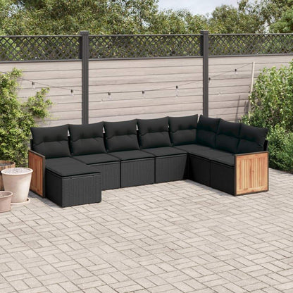 Set Divani da Giardino con Cuscini 8 pz Nero in Polyrattan - homemem39