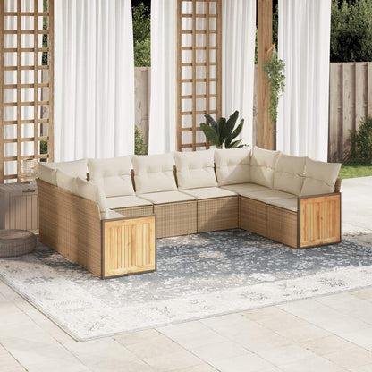 Set Divano da Giardino 8 pz con Cuscini Beige in Polyrattan - homemem39