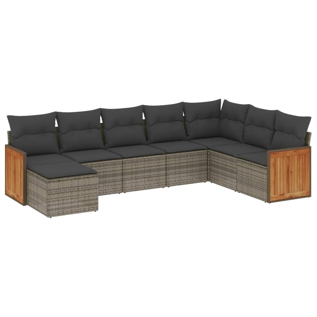 Set Divano da Giardino 8 pz con Cuscini Grigio in Polyrattan | homemem39