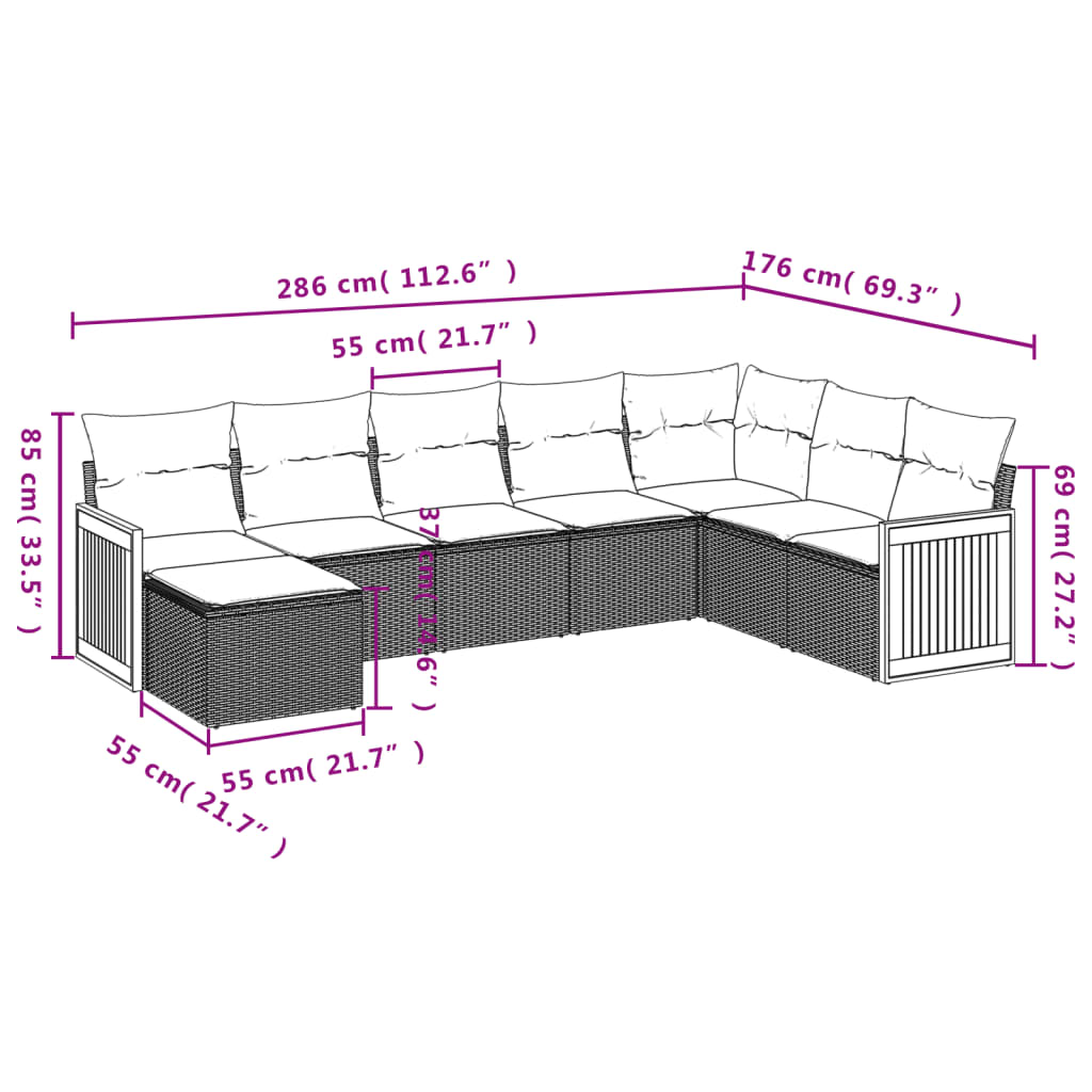 Set Divano da Giardino 8 pz con Cuscini Grigio in Polyrattan | homemem39
