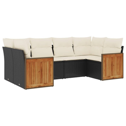 Set Divano da Giardino 6 pz con Cuscini Nero in Polyrattan | homemem39