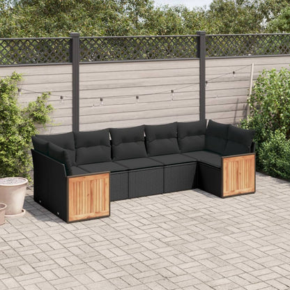Set Divani da Giardino con Cuscini 7pz Nero Polyrattan - homemem39