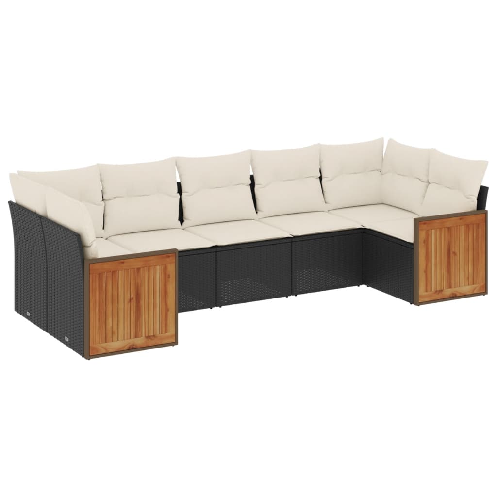 Set Divani da Giardino con Cuscini 7pz Nero Polyrattan - homemem39
