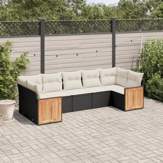 Set Divani da Giardino con Cuscini 7pz Nero Polyrattan - homemem39