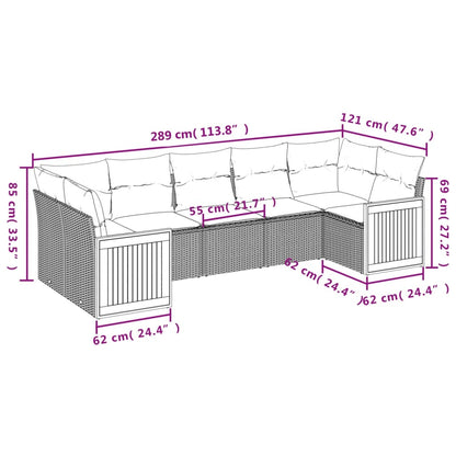 Set Divani da Giardino 7 pz con Cuscini Beige in Polyrattan | homemem39