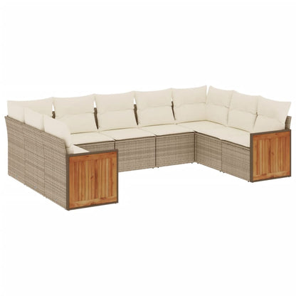 Set Divano da Giardino 9 pz con Cuscini Grigio in Polyrattan | homemem39