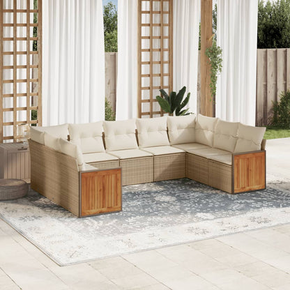 Set Divano da Giardino 9 pz con Cuscini Grigio in Polyrattan | homemem39