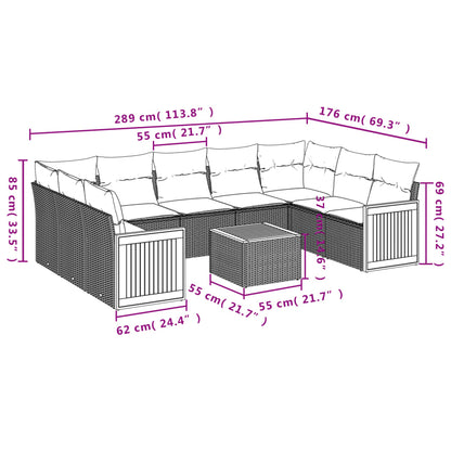 Set Divano da Giardino 10 pz con Cuscini Beige in Polyrattan | homemem39