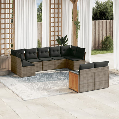 Set Divano da Giardino 9 pz con Cuscini Grigio in Polyrattan | homemem39