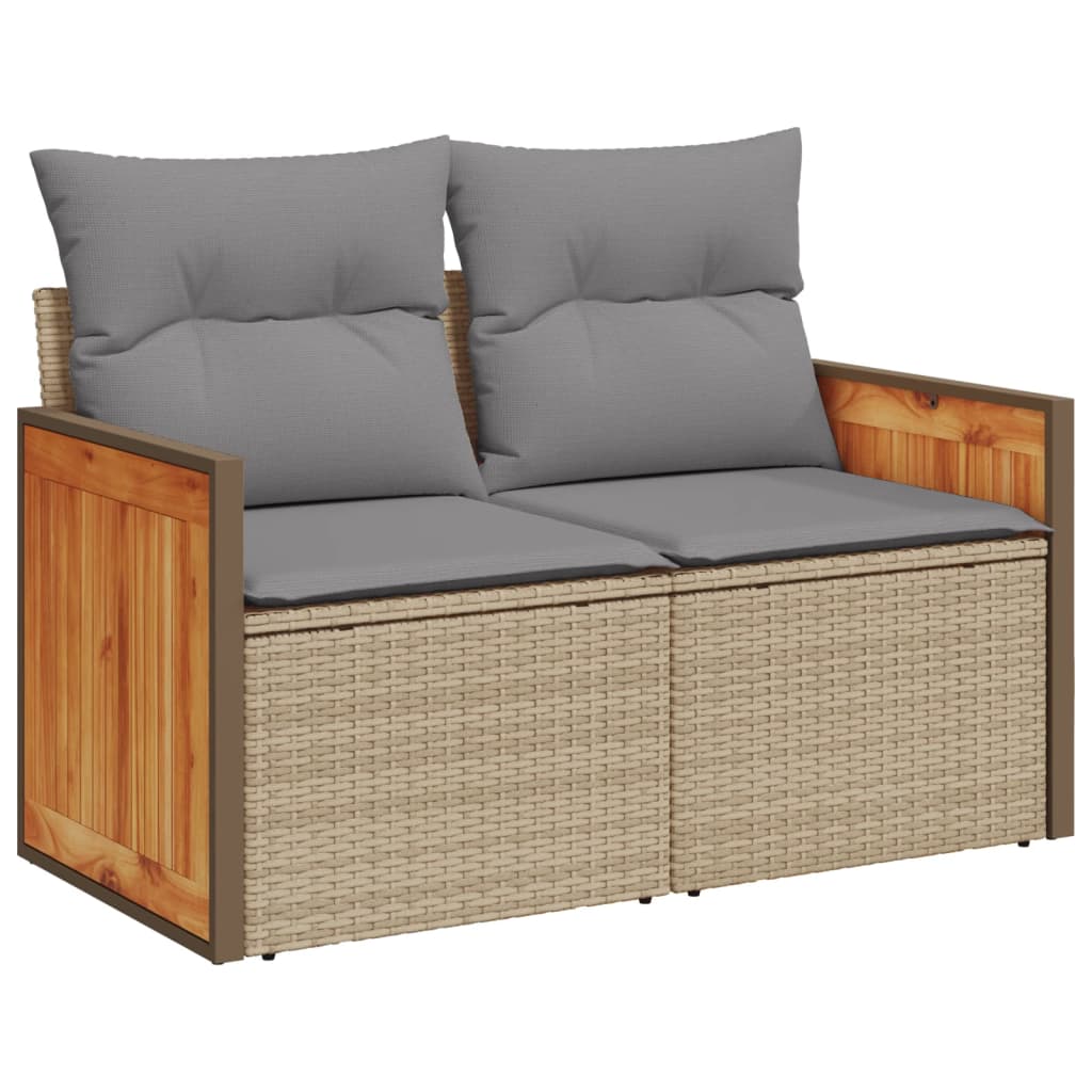 Set Divano da Giardino 9 pz con Cuscini Beige in Polyrattan | homemem39