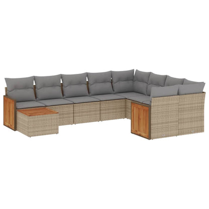Set Divano da Giardino 10 pz con Cuscini Beige in Polyrattan - homemem39