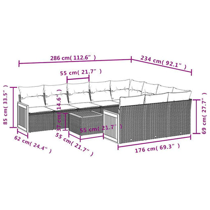 Set Divani da Giardino 11 pz con Cuscini in Polyrattan Nero | homemem39